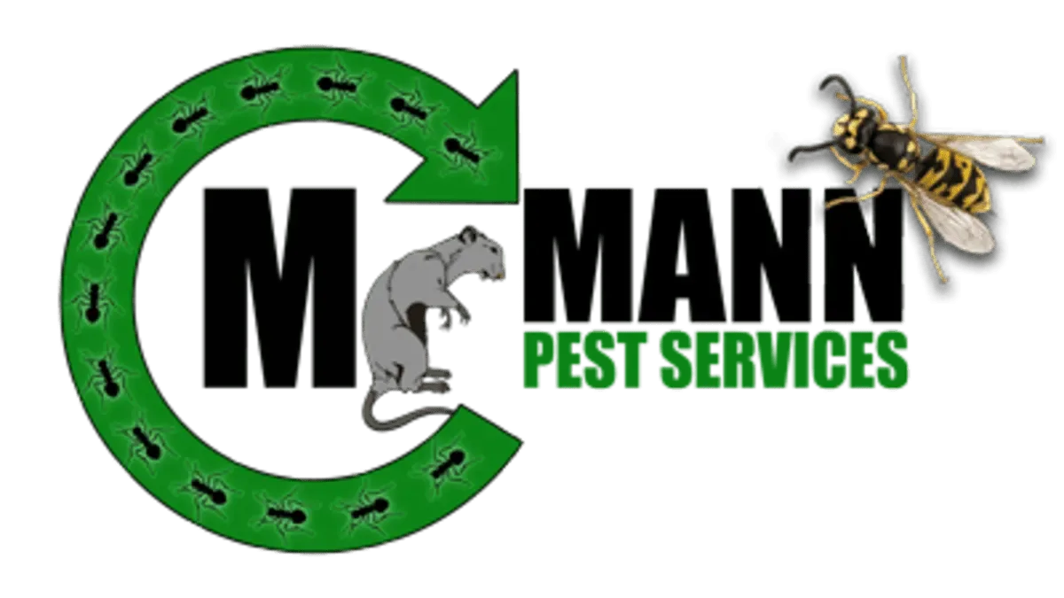 Mr Mann Pest Services Logo: Feautring an illistration of a rat and a wasp